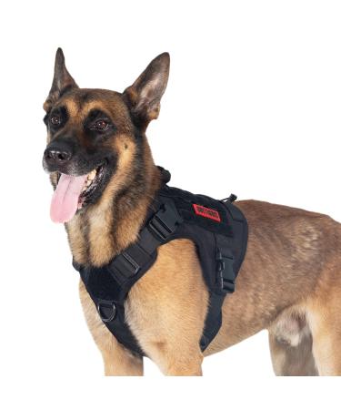 OneTigris Tactical Dog Vest Service Dog Harness MOLLE Dog Training Harness 1000D Nylon (L Black) L Black - Buy Online on GoSupps.com