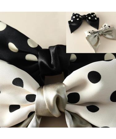 Ypkia Pack of 2 Hair Bows Clip Women's Hair Clips with Bow French Fabric Satin Hair Clip Hair Accessories for Women Girls (Black and Beige) - Buy Online on GoSupps.com