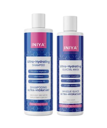 Iniya Sulfate and Silicone Free Shampoo & Moisturizing Conditioner | Iniya Duo Hydration Kit | Brazilian Smoothing Shampoo and Mask - Tannin (400ml + 300ml)