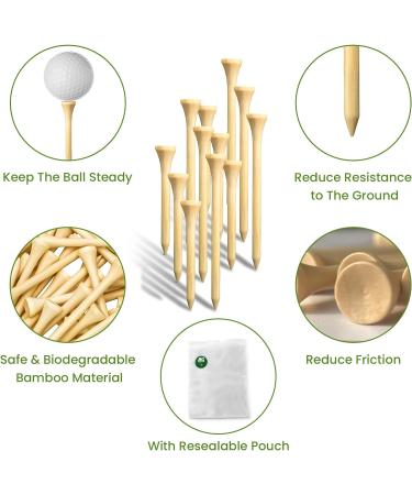 Professional Bamboo Golf Tees Wood Pack of 50 | 3-1/4 Long & 2-1/8 Short Biodegradable Tees | Reduce Friction & Side Spin | Driver Golf Accessories - Buy Online on GoSupps.com