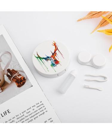 Watercolor Reindeer Contact Lens Case - Portable Travel Kit with Mirror for Outdoor Use - Buy Online on GoSupps.com