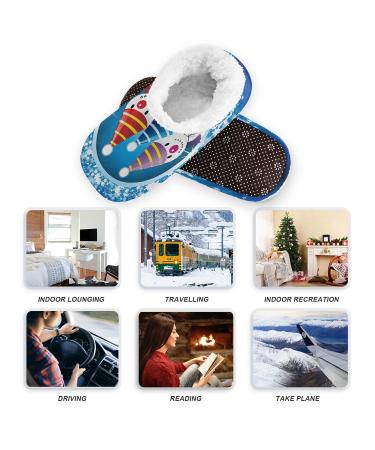 Mnsruu Christmas Snowman Star Snow Slippers - Comfortable Non-Slip Fleece Men's Shoes Size 43-46 (UK 8-9) - Ideal for Cozy Winter Nights - Buy Online on GoSupps.com