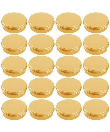 1 Ounce Aluminum Tin Jar Refillable Containers 30ml Aluminum Screw Lid Round Tin Container Bottle for Cosmetic, Lip Balm, Cream, 20 Pcs Gold 1-Ounce