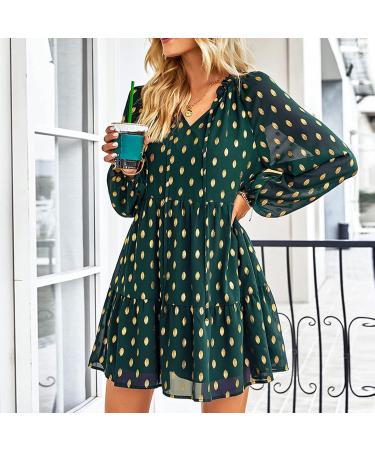 Naroote Womens Fashion Dress V-Neck Breathable Drawstring Travel Dress for Business Women Small Dark Green - Buy Online on GoSupps.com