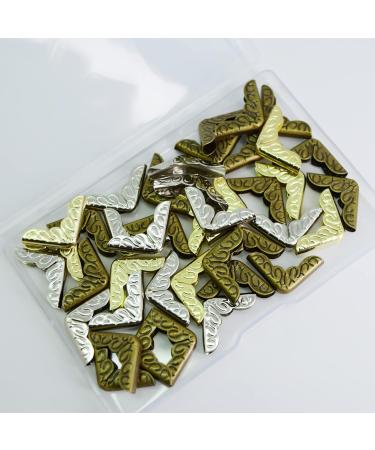 60 Pcs Metal Book Corners Protector Vintage Scrapbook Supplies Photo Mounting Corners Crafting Iron Picture Corner Protectors bulk pack 60pcs(gold silver antique bronze) - Buy Online on GoSupps.com