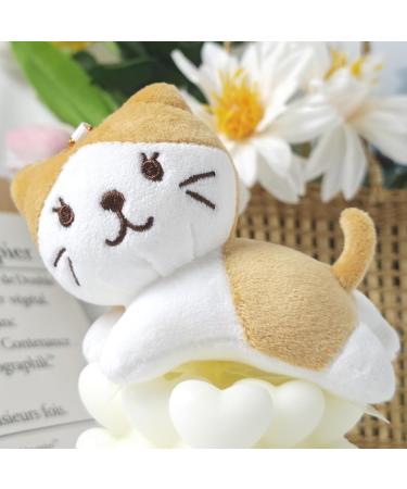 Soft Plush Mini Cat Key Pendant | Cuddly Toy Keychain - Cartoon Anime Doll Figure - Light Yellow & Coffee - Buy Online on GoSupps.com