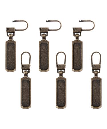 6 pieces of zipper replacement removable metal zipper pull tab zipper pendant for most article money exchange jacket boots jeans coat luggage luggage dresses (bronze)