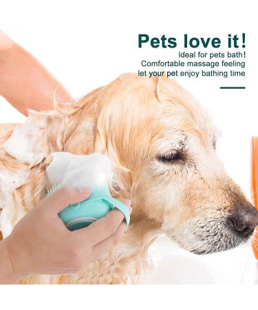 Molain Silicone Dog Cat Bath Brush Comb - Soft Grooming & Massage Brush with Shampoo Dispenser (Blue) - Buy Online on GoSupps.com
