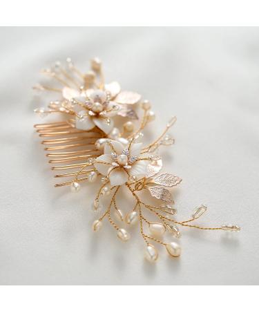 SWEETV Handmade Flower Bridal Hair Comb - Wedding Hair Accessory Clip - Buy Online on GoSupps.com
