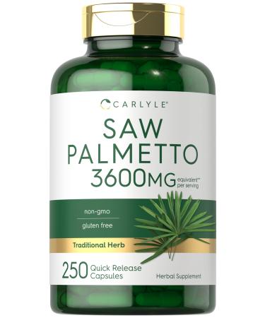 Carlyle Saw Palmetto for Men and Women | 250 Capsules | Herb Extract Supplement | Serenoa Repens | Non-GMO and Gluten Free
