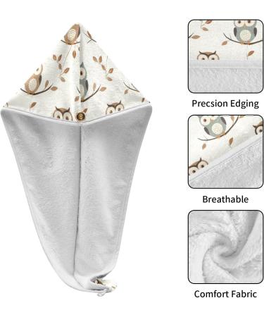 Small Cute Owl Hair Towel 2 Pack - Super Absorbent Quick Dry Hair Turbans for Women & Girls - Buy Online on GoSupps.com