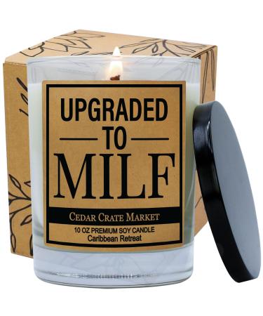 Fun Gifts Candles for Women | Upgraded to MILF | Scented Candle Gift for Her Sister Mom Grandma Aunt Coworker for Birthday Gifts Thanksgiving Mothers Day Christmas Candles - Carribbean Retreat