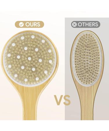 Dual-Sided Long Handle Shower Brush | Tukuos Back Scrubber with Soft and Stiff Bristles | Exfoliating Body Scrubber for Wet/Dry Bath - Buy Online on GoSupps.com