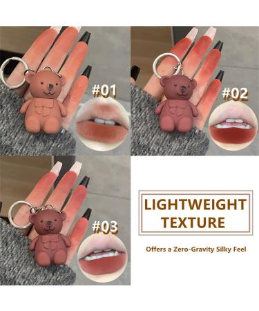 DENGWANG Keychain Bear Lipsticks 2 In 1 - Waterproof Matte Velvet Lipstick Set - Buy Online on GoSupps.com
