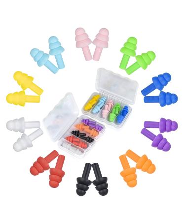 Silicone Ear Plugs for Sleeping Noise Cancelling 10 Pairs Reusable Earplugs for Sleeping Concert Snoring Travel work 10 colors 32dB Highest SNR