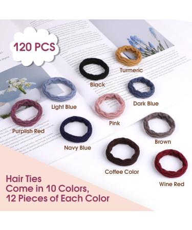 120 Pieces Seamless Hair Ties Hair Bobbles for Women Elastic Hair Ties No Damage Thick Hair Bands Women Girls Ponytail Holders for Thick Heavy and Curly Hair (10 Colors) - Buy Online on GoSupps.com