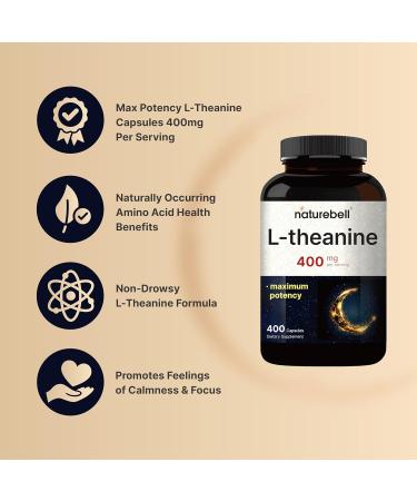 Double Strength L Theanine 400mg 400 Capsules | Max Potency L-Theanine Supplement for Relaxation Sleep & Calm Support | Bioavailable Free Form | Natural Amino Acid for Women & Men | Non-GMO - Buy Online on GoSupps.com