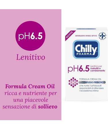  Chilly Chilly Pharma Underwear Cleansing Gel Intimate Hygiene Cleansing Gel for Menopause Cream-Oil Formula for Mature Skin pH 6.5 - Dermatologically tested - 250 ml bottle - Buy Online on GoSupps.com