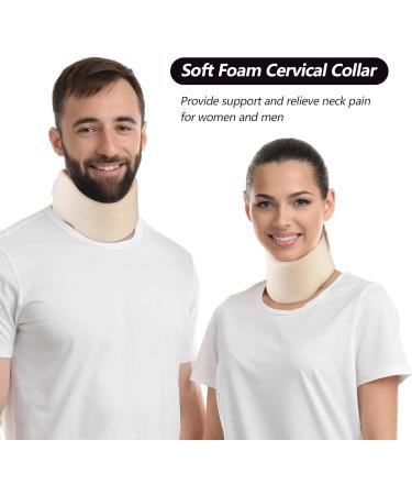 Adjustable Soft Foam Neck Brace for Neck Pain Relief - Universal Cervical Collar for Sleeping & Injury Recovery (White, 3 Depth) - Buy Online on GoSupps.com