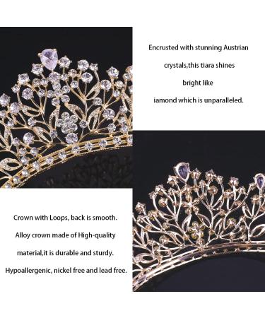 Didder Crystal Tiara - Gold Princess Crown for Women & Girls | Rhinestone Bridal Hair Accessories for Wedding, Prom & Parties - Buy Online on GoSupps.com