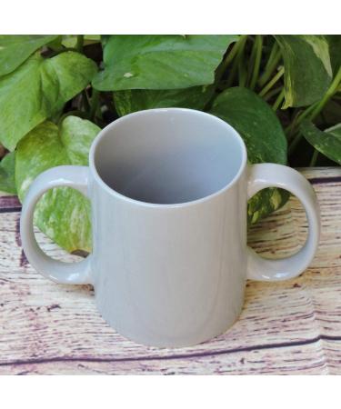 Double Handle Ceramic Mug - 350ml Grey Drinking Mug with Secure Grip for Comfort | Shop Internationally - Buy Online on GoSupps.com