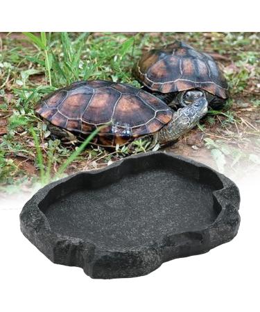 Baby Tortoise Water Dish Bathing Station for Outside Bearded Dragon Food Bowl Bowls Reptiles & Amphibians Feeding Slate Frog Gecko Giant African Land Snail Heepdd Reptile Large (Emerald Black) M Emerald Black - Buy Online on GoSupps.com