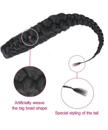 Goddess Braid Fauxhawk High Puff Hair Piece for Black Women - KRSI Yaki Straight Mohawk Clip-in Extensions (1B) - Buy Online on GoSupps.com