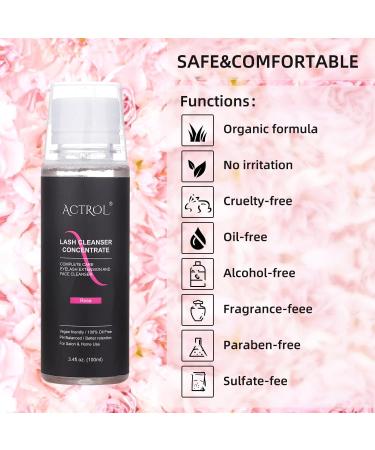 Eyelash Cleanser Concentrate Rose 100ml Professional Lash Extensions Shampoo Natural Foaming Cleanser DIY Paraben & Sulfate Free Non-lrritating Wash for Extensions Lashes with Salon Home Care-Makes 60ml Bottles Eyelash Shampoo Rose 1 count (Pack of 1) - Buy Online on GoSupps.com