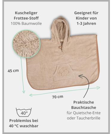 ULLENBOOM BADEPONCHO BABILY | 100% Cotton Terry Baby Bath Towel & Robe (1-3 Years) | Oeko-Tex Certified | Made in EU - Buy Online on GoSupps.com