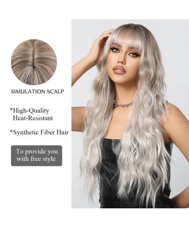 Oefei Long Ombre Bright Blonde Wig | Natural Wavy Synthetic Hair | Heat-Resistant Wigs for Women - Perfect for Daily Wear Parties & Cosplay - Buy Online on GoSupps.com