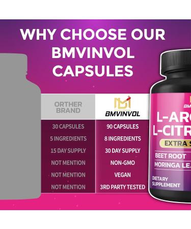 BMVINVOL L Arginine L Citrulline Supplement Plus Beet Root Moringa Olive Red Spinach for Support Daily - 90 Capsules - Buy Online on GoSupps.com