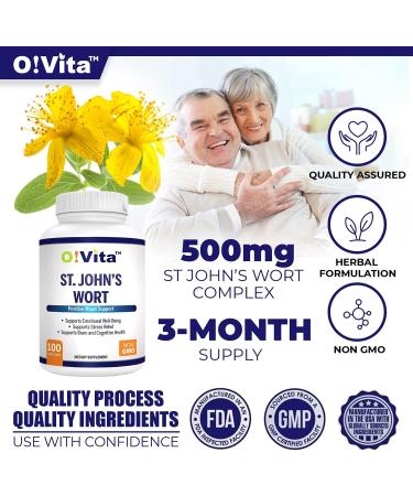 VITA St. John's Wort 500mg Mood Enhancer & Brain Health Support - 100 Non-GMO Capsules - Buy Online on GoSupps.com
