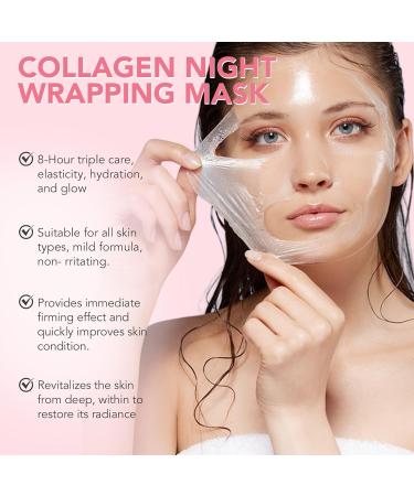  Bieyoc Collagen Night Wrapping Mask Overnight Face Mask Peel Off Collagen Mask - Deep Hydration Reduces Wrinkles & Improves Skin Elasticity Brush Included 75ml - Buy Online on GoSupps.com