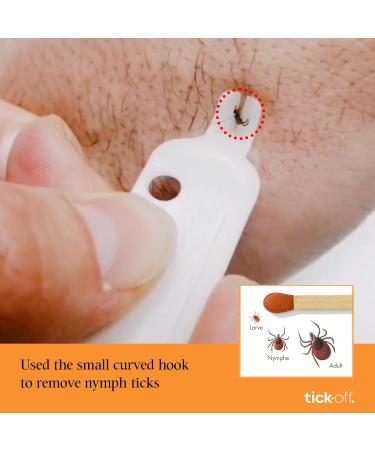 tick-off Patented Tick Tweezers Human Double-Sided Tick Tweezers for Dogs Cats Horses Tick Remover with 2 Tick Hooks and Ergonomic Handle Clinically Tested Single Pack White - Buy Online on GoSupps.com