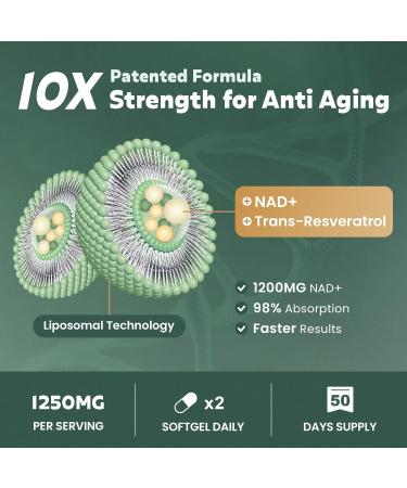 MEGNETA Liposomal NAD+ Supplement 1200mg with Trans Resveratrol - Boost NAD+ Levels Energy & Anti-Aging Support - Vegan 100 Softgels - Buy Online on GoSupps.com