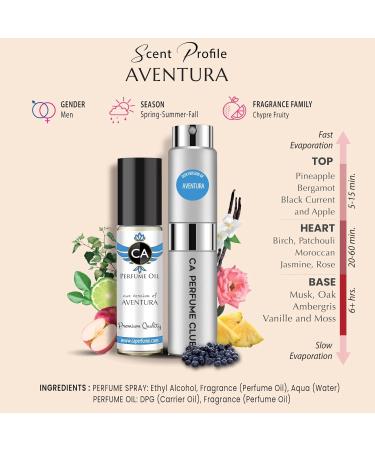 CA Perfume Duo Impression of Aventura Cologne For Men Refillable Atomizer Sprayer + Fragrance Body Oil Travel Size Roll-On Bottle 0.27 Fl Oz+0.33 Fl Oz - Buy Online on GoSupps.com