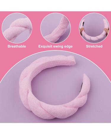 Spa Headband Soft Puffy Makeup Headband Wide Padded Headband Velvet Padded Headband Fashion Skincare Bubble Sponge Headbands Cute Women Girl Hair Accessories (Pink) - Buy Online on GoSupps.com