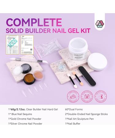 Saviland Solid Builder Nail Gel - 60g Large Capacity 3D Nail Gel Sculpting Gel for Nail Art Non-Sticky Hand Hard Gel Carving Gel Nail Extension Gel with Sequins Chrome Nail Powder DIY at Salon Home - Buy Online on GoSupps.com