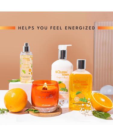 Squish Town Orange & Basil Bath & Shower Gel - Luxury Aromatherapy Body Wash for Men & Women - Natural Essential Oils - 250ml - Buy Online on GoSupps.com