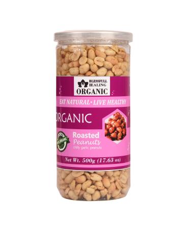 Blessfull Healing Organic Natural Vegan Chilly Garlic Roasted Peanuts Crunchy Healthy Snacks 500 Gram