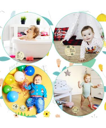Wood Milestone Cards for Babies - 15pc Set with Fabric Bags | 30 Unique Wooden Slice Patterns | Perfect Baby Gift & Baptism Present | Ideal for Expecting Mothers - Buy Online on GoSupps.com