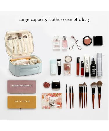 Vlando Portable Travel Makeup Storage Bag - Blue | Adjustable Dividers for Cosmetics & Brushes | Ideal Gift for Women & Girls - Buy Online on GoSupps.com