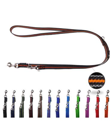 Dog linen adjustable / double linen for medium and large dogs / 2m / 2.40m / 2.80m / 3.50m / 5m (black-orange 2.80m) 2.80m black orange