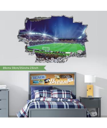 ANHUIB Large 3D Football Stadium Wall Sticker - Boys Bedroom Decor - Soccer Sport Wall Decals for Kids Room - Blue - Buy Online on GoSupps.com
