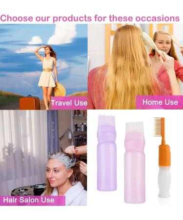 3pcs Hair Oil & Dye Applicator Bottles with Combs - Perfect for Salon & Home Use - Buy Online on GoSupps.com