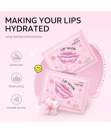 AKARY Sakura 10 Pieces Hydrating Lip Mask - Collagen Crystal Gel Pads for Moisturizing Fine Lines Reduction & Dead Skin Removal | Anti-Chapped Lip Care - Buy Online on GoSupps.com