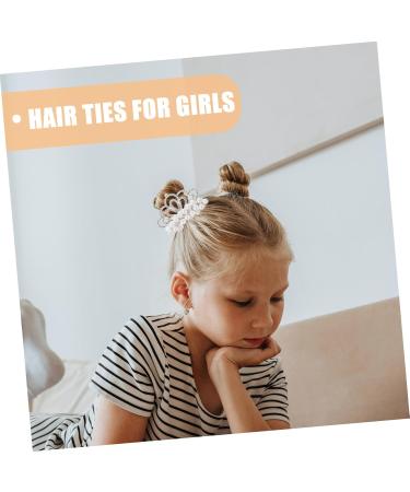Hair Accessories Girl Hair Tie Pearl Crown Hair Tie Pearl Beaded Hair Scrunchies Hair Ties for Girls Pearl Hair Tie with Crown Ponytail Holder Rubber Band Plastic Pearl Beads Child - Buy Online on GoSupps.com