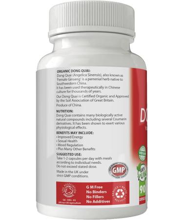 Simply Pure Organic Vegan Dong Quai Capsules x 90 100% Natural Soil Association Certified 500mg, Gluten Free, GM Free - Buy Online on GoSupps.com