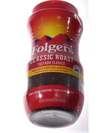 Folgers Classic Roast Instant Coffee Crystals - 16 Oz (Pack of 2) - Buy Online on GoSupps.com