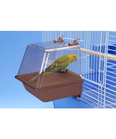Penn-Plax Clip-On Bird Bath for Parakeets, Lovebirds, Parrotlets, Finches, Canaries - Brown - Buy Online on GoSupps.com